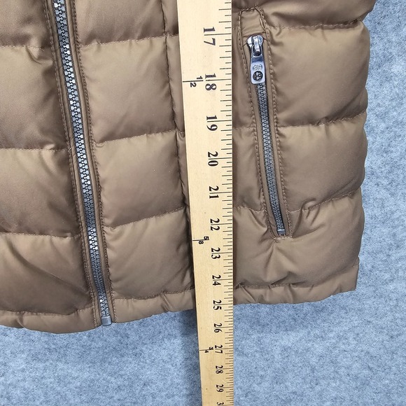 Down Puffer Jacket Womens S Tan Gold COLE HAAN Funnel Neck Asymmetric Prep 20x25 - Picture 7 of 14